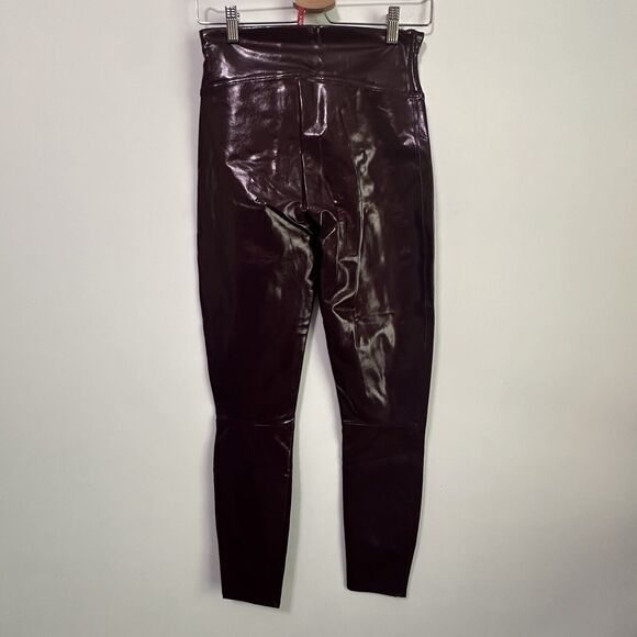 SPANX Faux Patent Vegan Leather Leggings M Ruby Pull On Skinny Party Club NEW - Picture 7 of 10